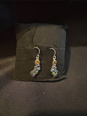 Multicolor Gemstone Drop Earrings - Sterling Silver Style